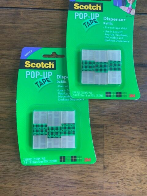 2 Packs - 3M Scotch Pop-Up Tape Refills - 3 tape pads per pack (75 strips per pad / 450 total strips)