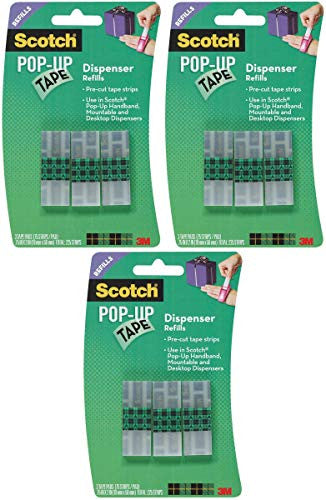 3 Packs - 3M Scotch Pop-Up Tape Refills - 3 tape pads (75 strips per pad / 675 total strips)