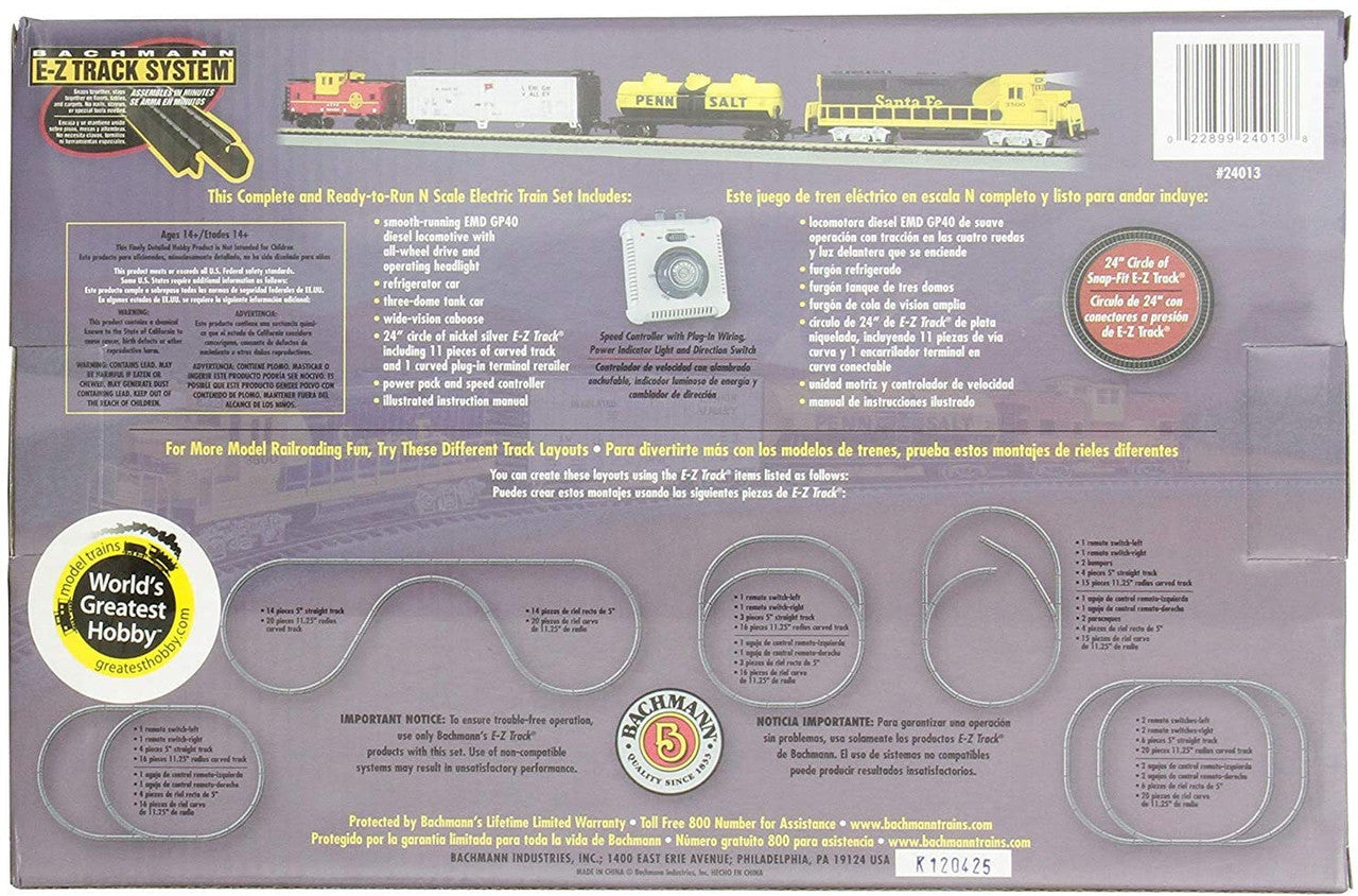 Bachmann 24013 N Scale Thunder Valley SF Freight Set/GP40 Diesel