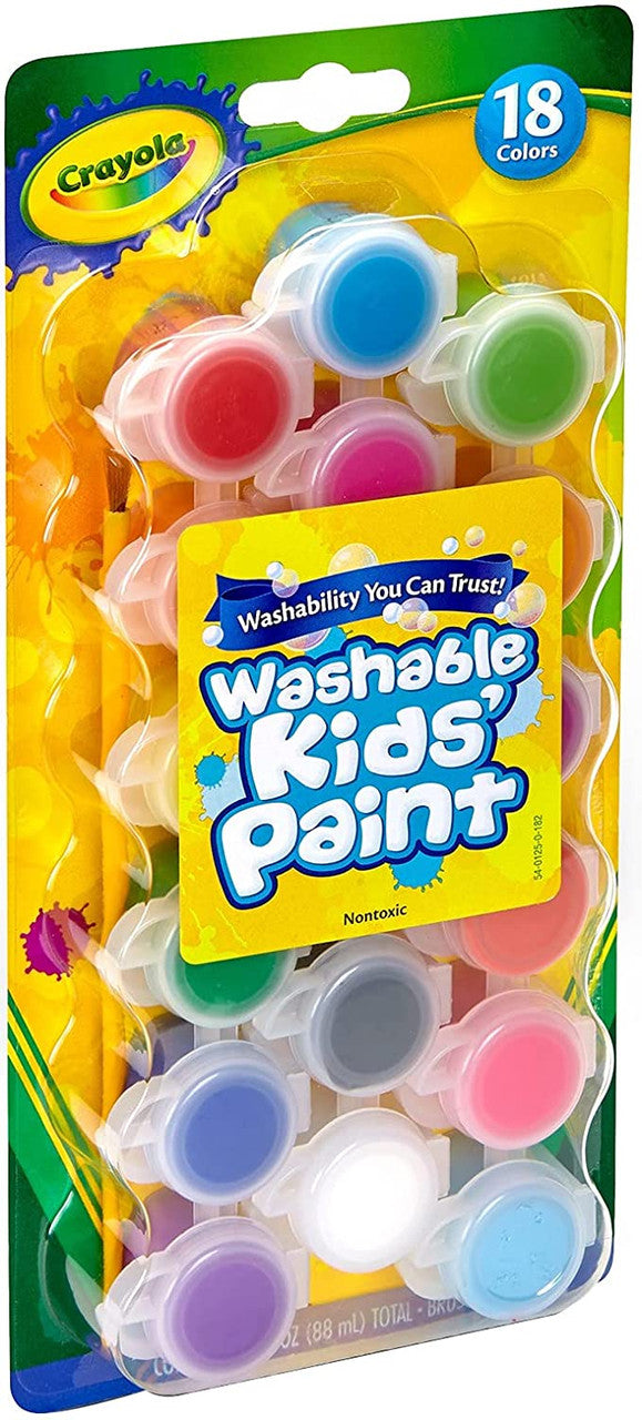 Crayola 54-0125 18 ct. Washable Paint Pots with Brush, Classic & Bold Colors