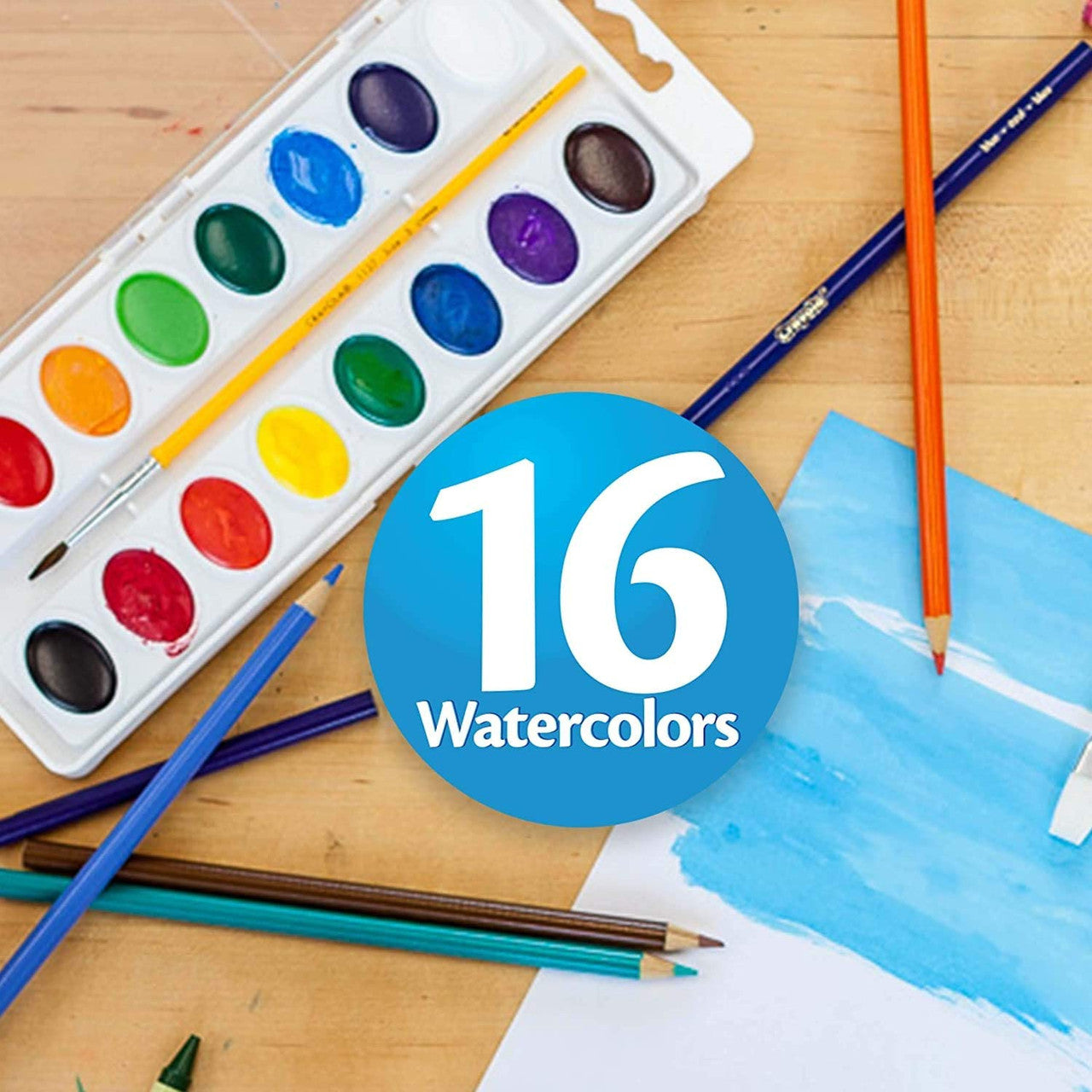Crayola 16 ct. Washable Watercolor Pans with Plastic Handled Brush
