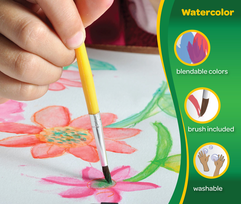 Crayola 16 ct. Washable Watercolor Pans with Plastic Handled Brush