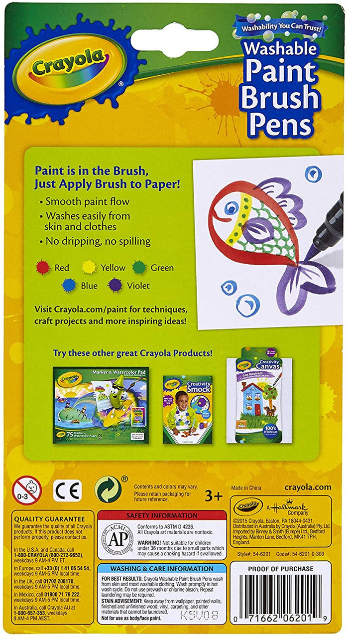 Crayola 5 ct. Washable No Drip Paint Brush Pens