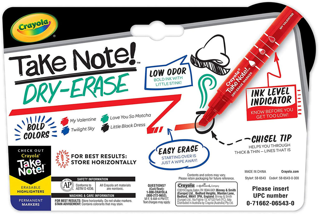 Crayola 4 ct. Take Note! Broad Line Dry-Erase Markers