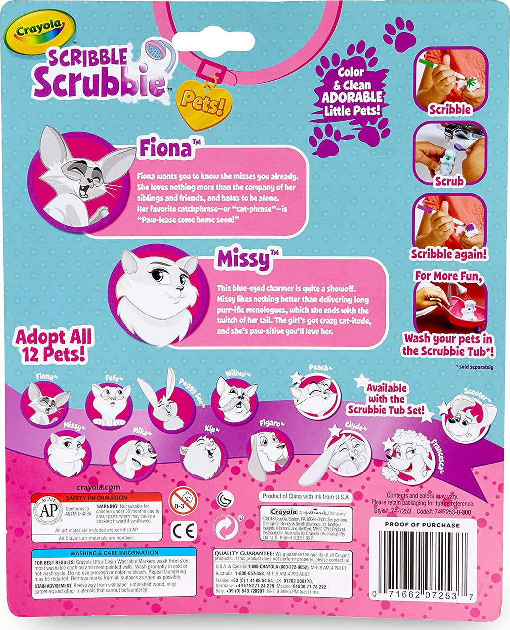 Crayola 74-7253 Scribble Scrubbie Pets, Cats