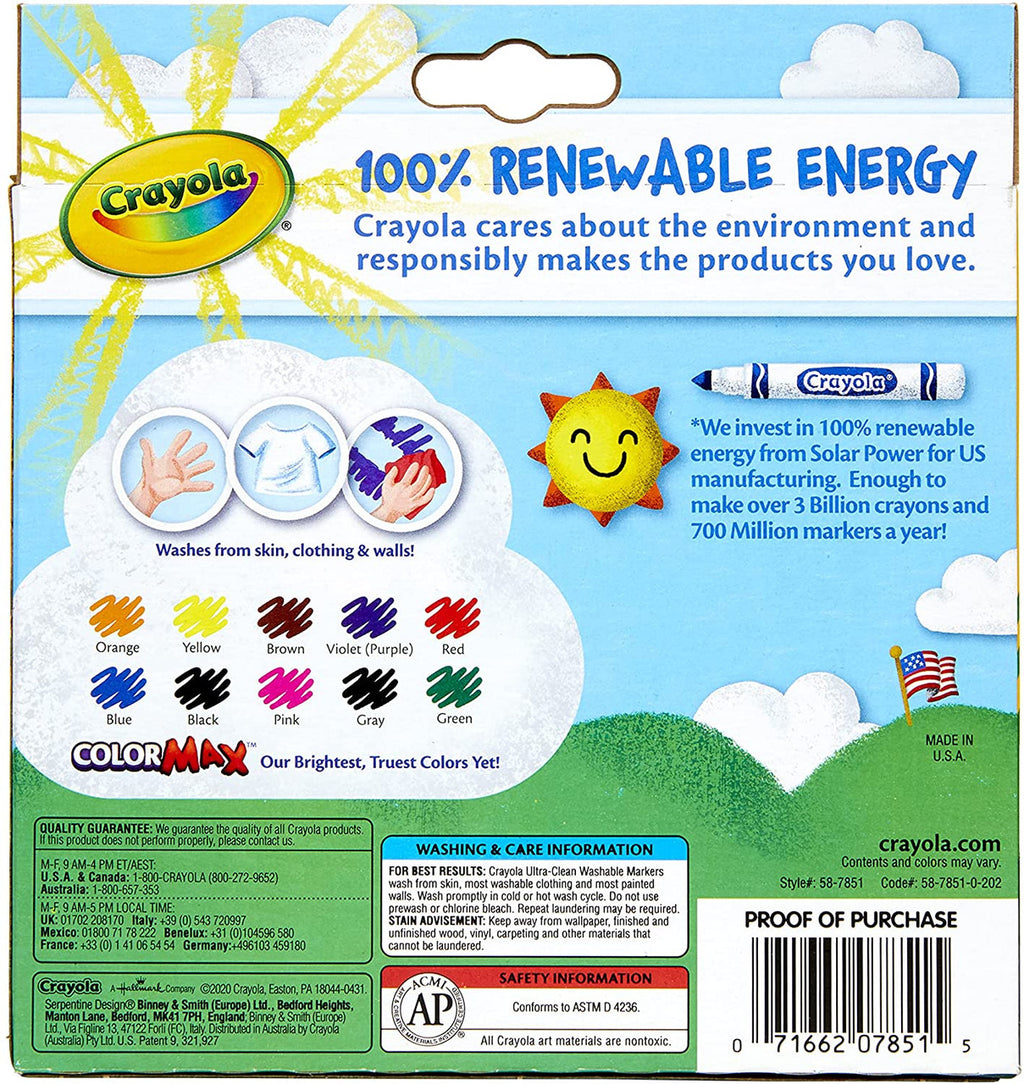 Crayola 10 ct. Ultra-Clean Washable Classic, Broad Line Color Max Markers