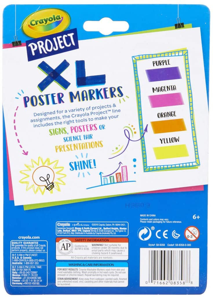 Crayola Crayola Project 4 ct. XL Poster Markers, Bright