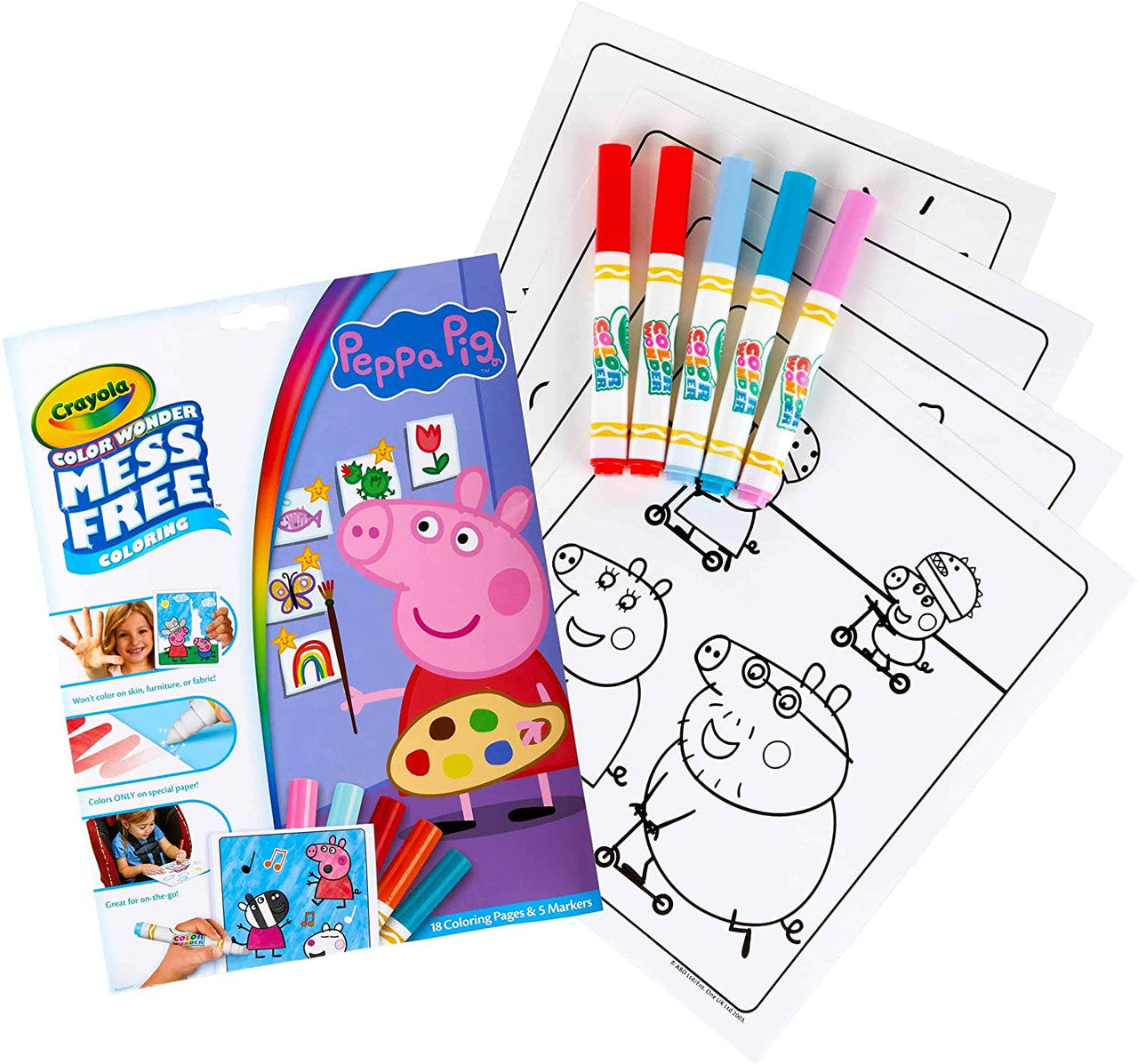 Crayola Color Wonder Coloring Pad & Markers, Peppa Pig