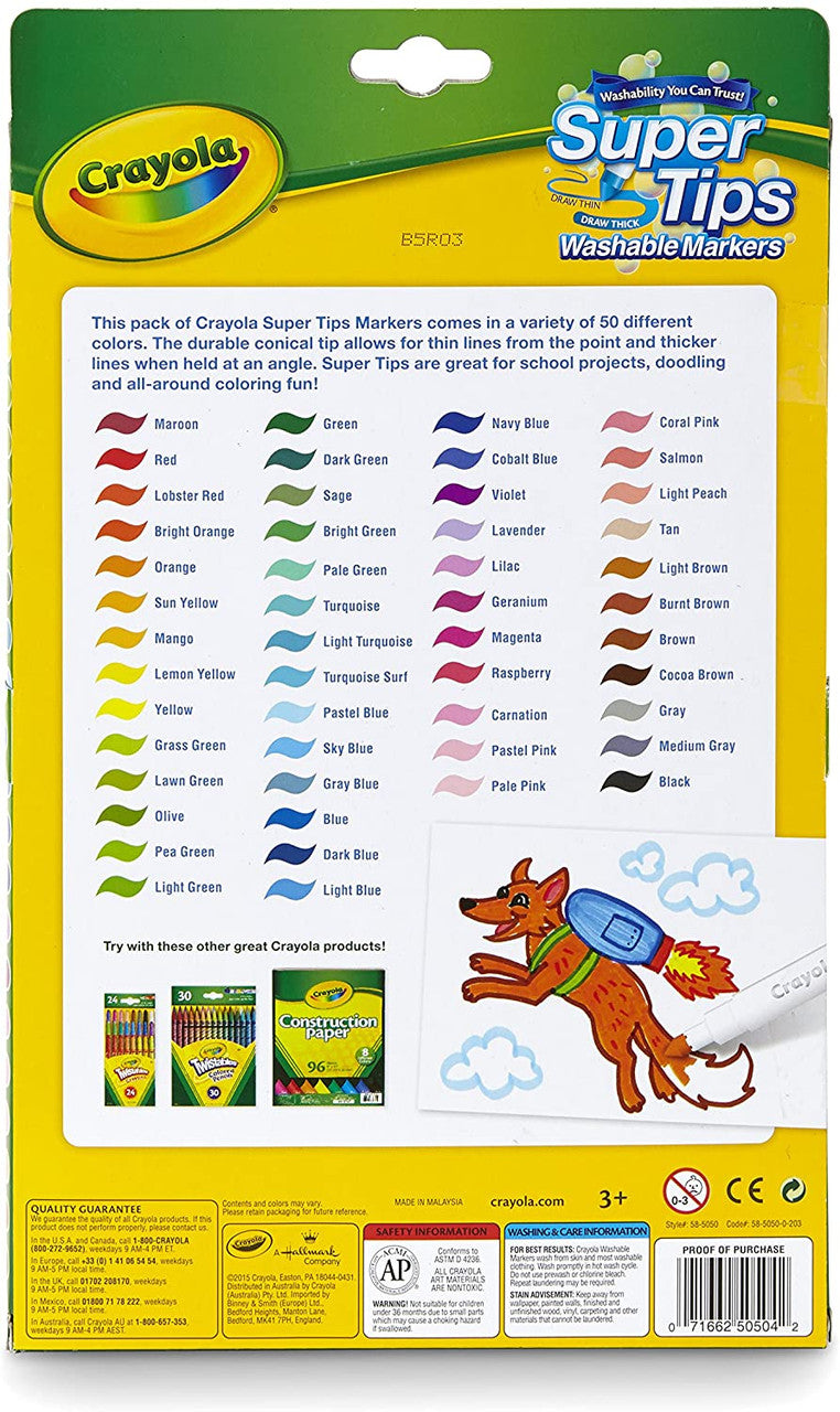 Crayola 58-5050 50 ct. Washable Super Tips Markers
