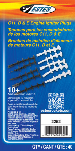 Estes 2252 C11 D E Igniter Plug (5 White 5 Black)