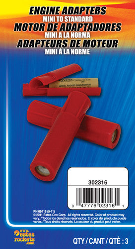Estes 2316 Mini to Standard Engine Adapter - 3 Sets