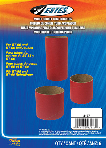 Estes 3177 BT55-BT60 Body Tube Couplers - 6 Pack 5/24