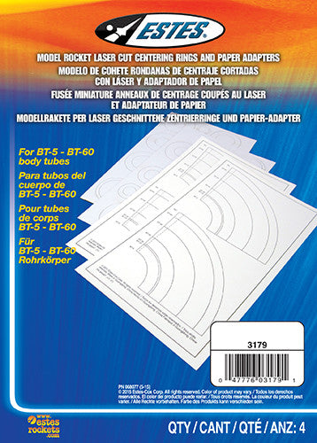 Estes 3179 Laser Cut Centering Rings & Paper Adapters - 4 Pack