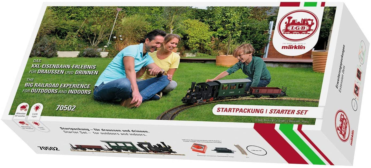 LGB 70502 European Steam Starter Set - LGB 0-4-0T, 2 Cars, Track Circle, Power Pack