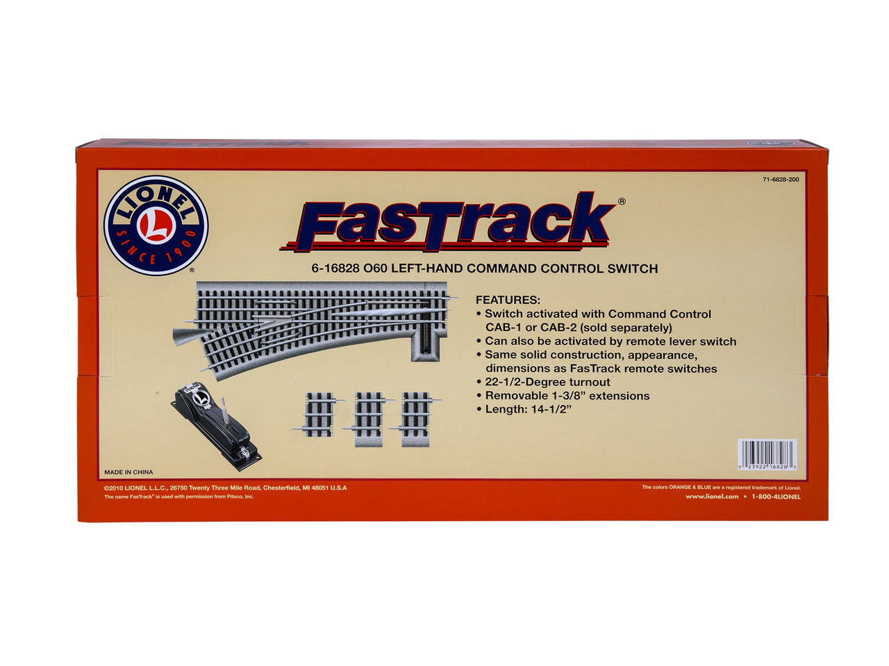 Lionel 6-16828 O Gauge FasTrack O60 Command Control LH Switch