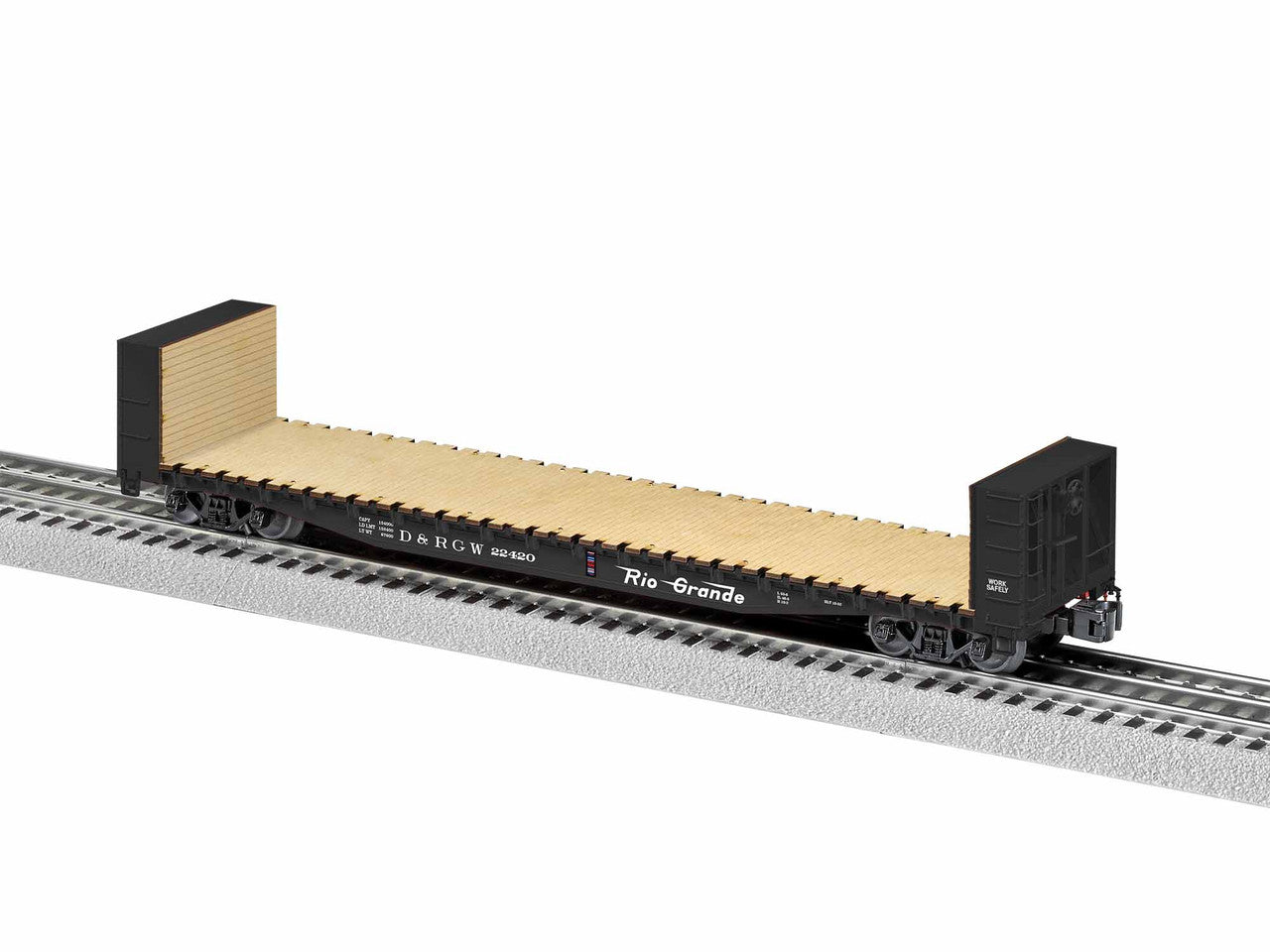 Lionel 1926402 O Gauge 50' Bulkhead Flatcar Rio Grande #22420