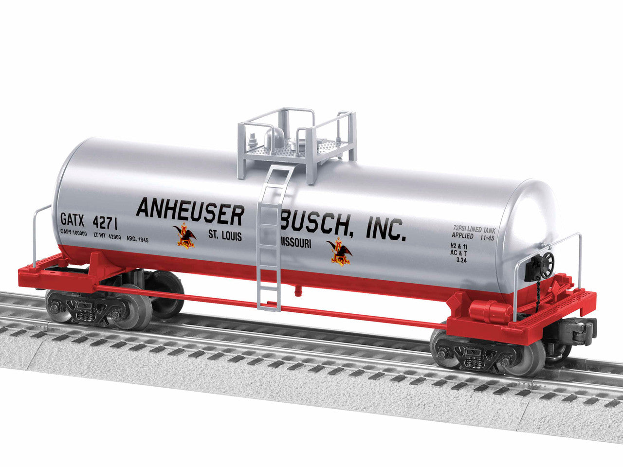 Lionel 1928240 O Gauge Anheuser-Busch Unibody Tank Car