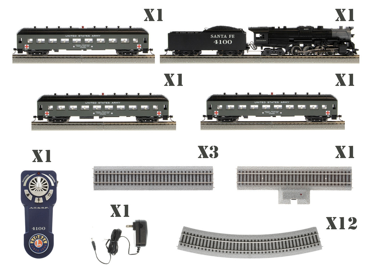 Lionel 1951030 HO Gauge LionChief Army Hospital Train Steam Set/2-8-4