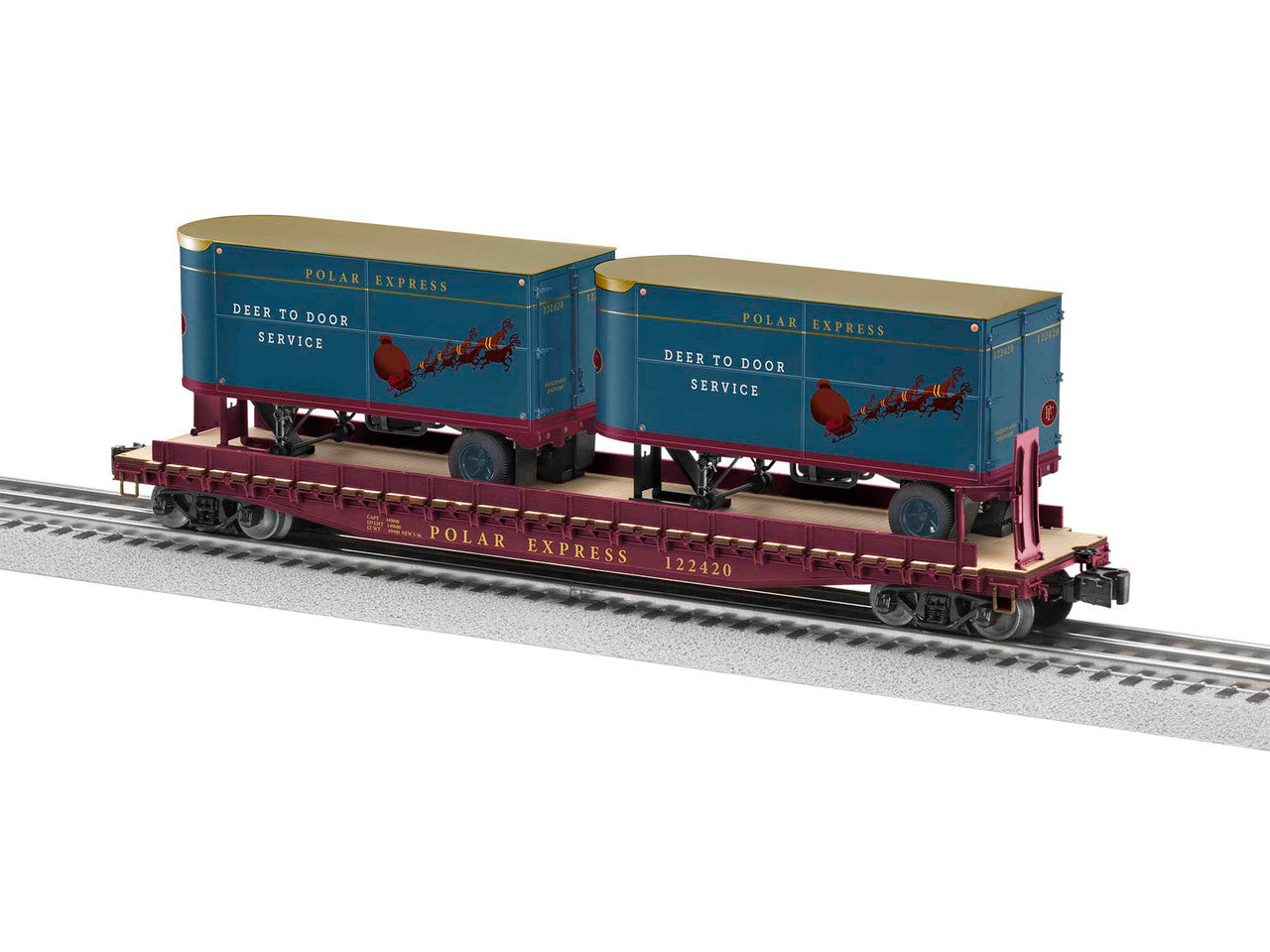 Lionel 2026671 O Gauge Polar Express 50' Flatcar with 20' Trailers #122420