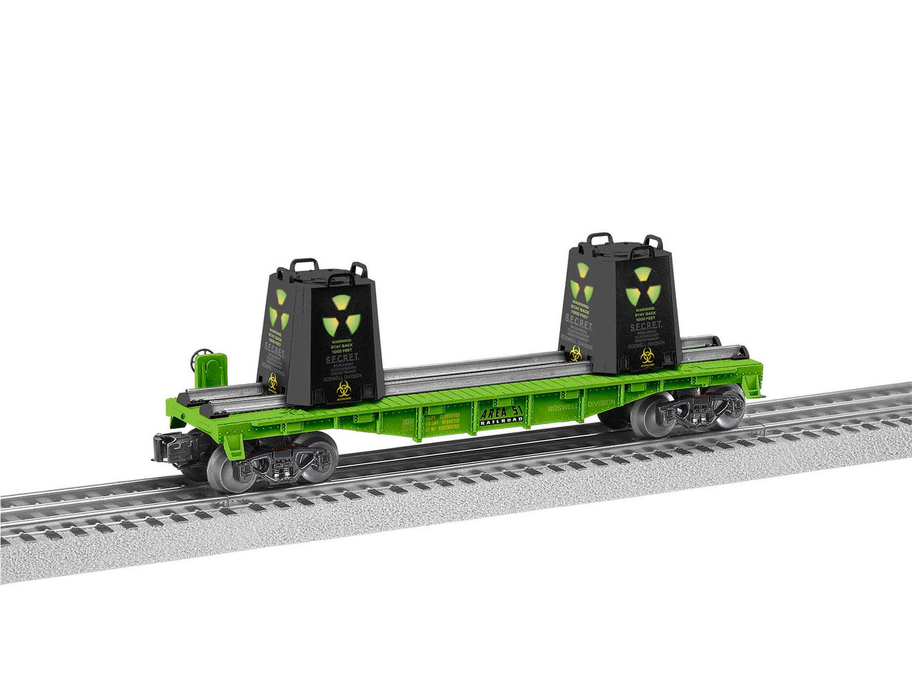 Lionel 2028320 O Gauge Area 51 Alien Radioactive Flatcar