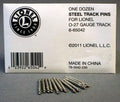 Lionel 6-65042 O Gauge O27 Tubular Track Steel Pins/12pk