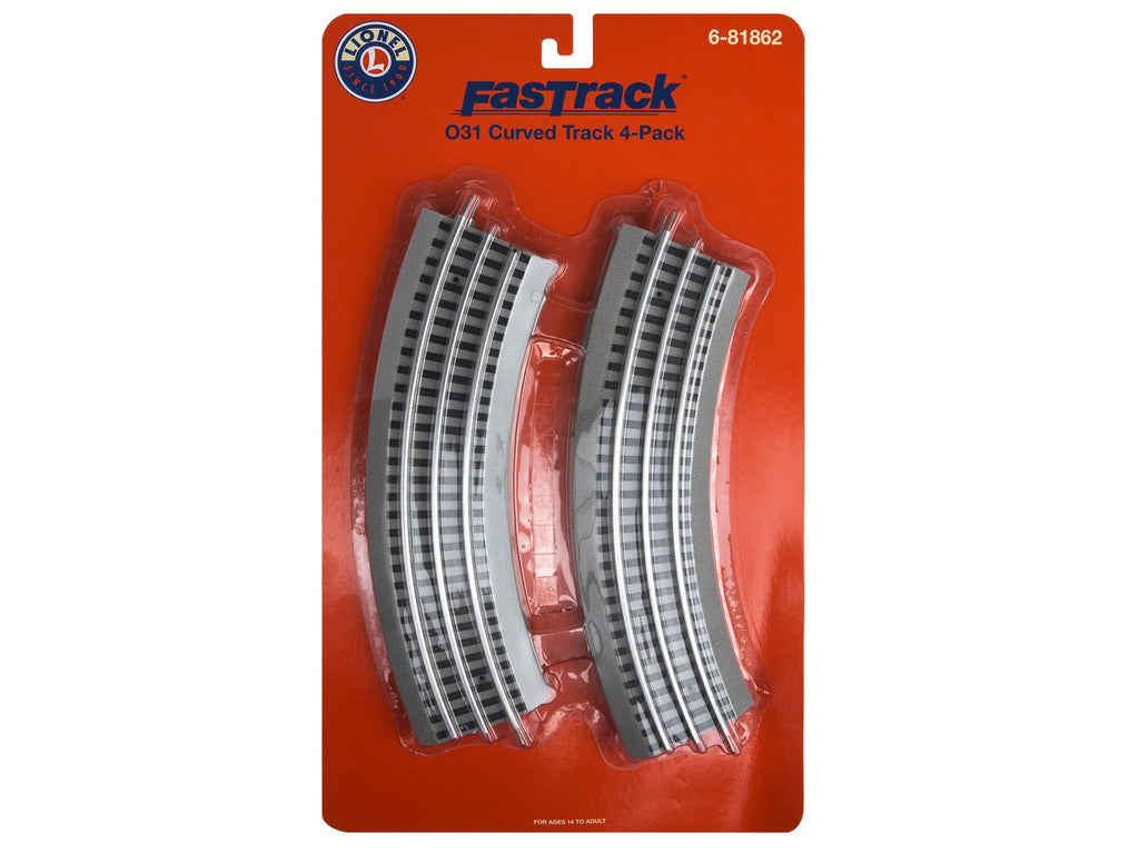 Lionel 6-81862 O Gauge FasTrack O31 Curve 4-Pack / 8cir