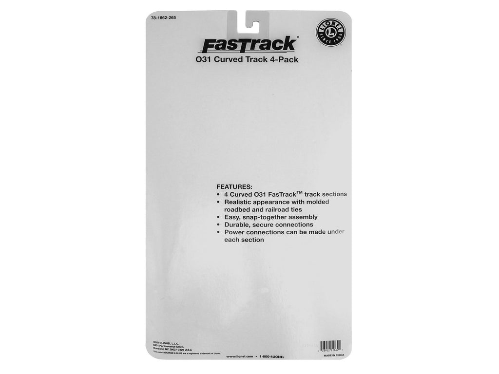 Lionel 6-81862 O Gauge FasTrack O31 Curve 4-Pack / 8cir