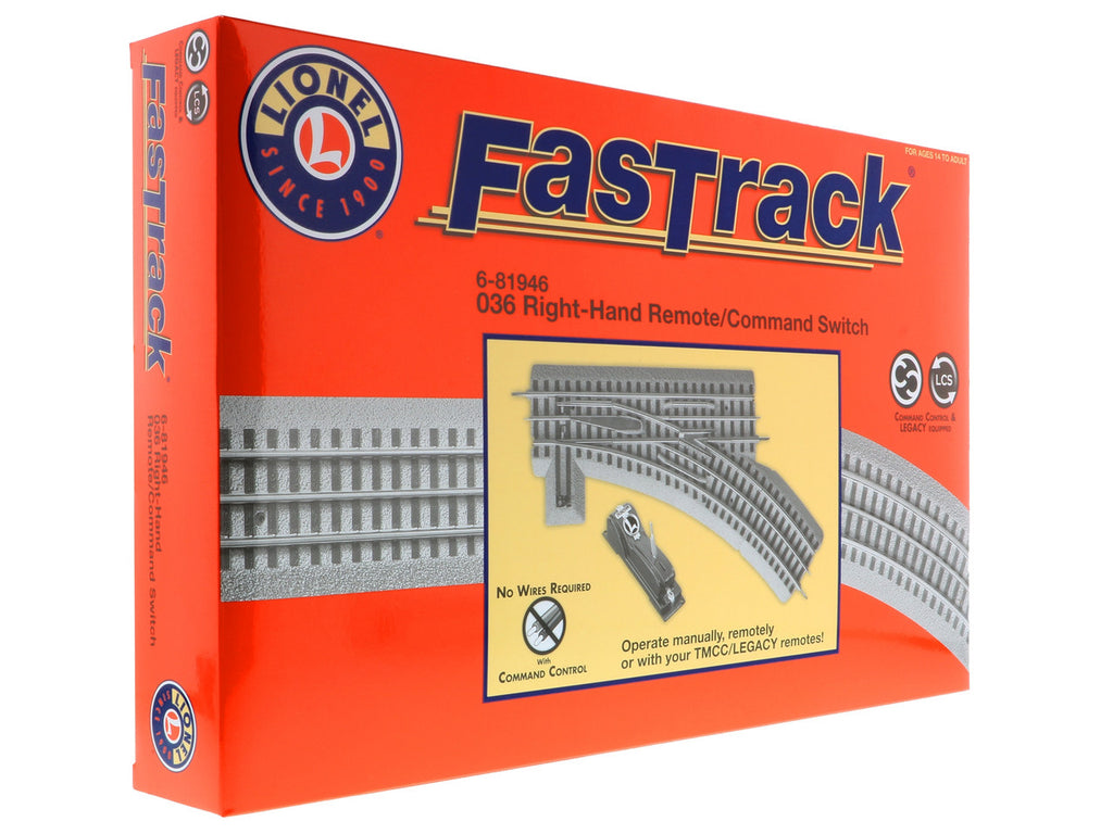 Lionel 6-81946 O Gauge FasTrack O36 Remote / Command Switch Right Hand
