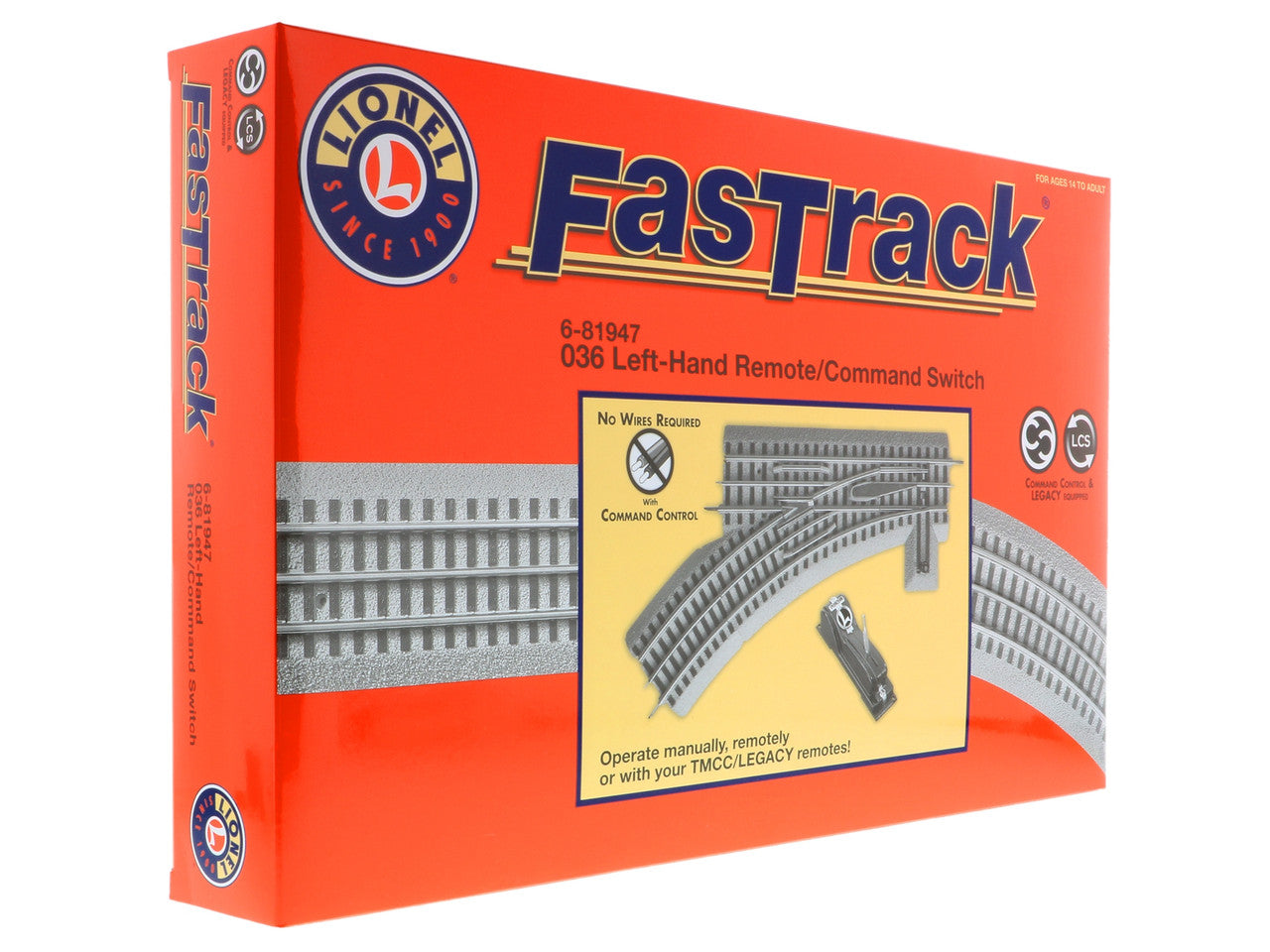 Lionel 6-81947 O Gauge FasTrack O36 Remote / Command Switch Left Hand