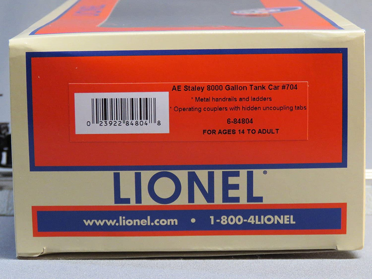 Lionel 6-84804 O Gauge 8000g Tank Car AE Staley #704
