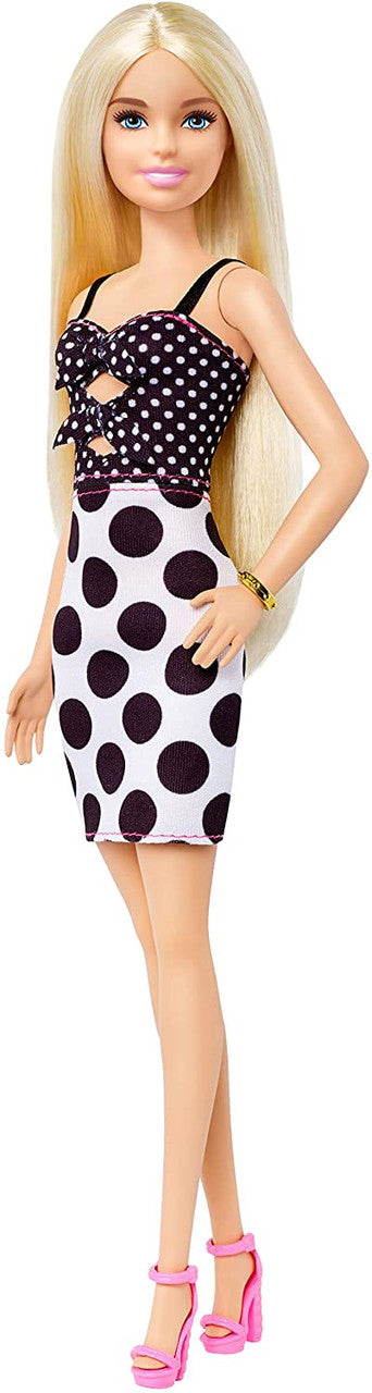Mattel 80430 Barbie Fashionistas Doll with Long Blonde Hair Wearing Polka Dot Dress and Accessories