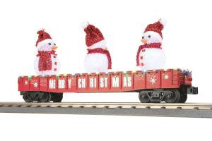 MTH 30-72210 O Gauge Christmas Gondola Car w/LED Christmas Lights & Lighted Snowman