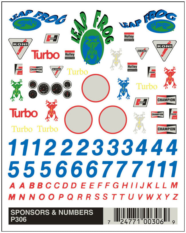 PineCar 306 Dry Transfer/Sponsers & Numbers