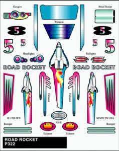 PineCar 322 Stick on Decal/Road Rocket