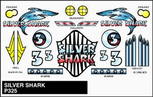 PineCar 325 Stick on Decal/Silver Shark