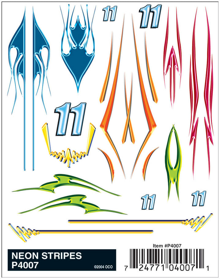 PineCar 4007 Dry Transfer/Neon Stripes