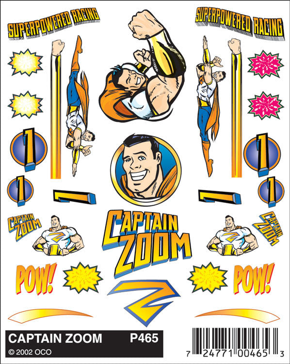PineCar 465 Stick-On Decal/Captain Zoom