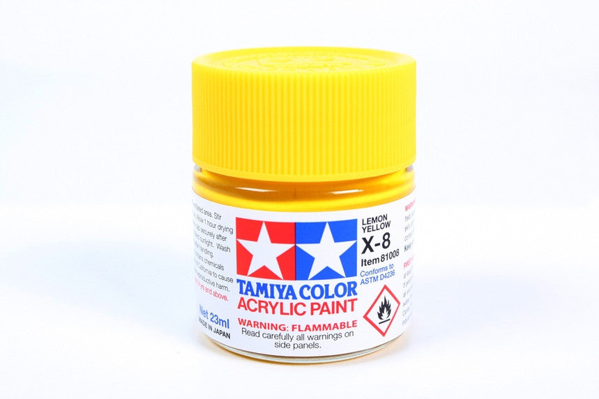 Tamiya 81008 Large Acrylic X-8 Lemon Yellow - 23ml