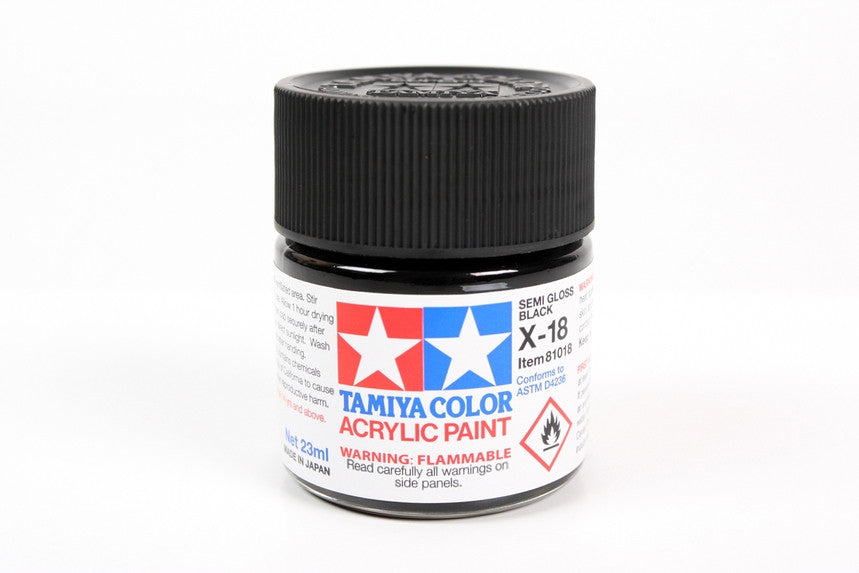 Tamiya 81018 Large Acrylic X-18 Semi-Gloss Bla - 23ml