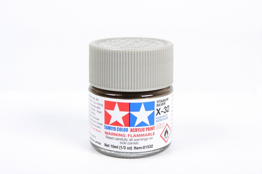 Tamiya 81532 Mini Acrylic X-32 Titanium Silver - 10ml