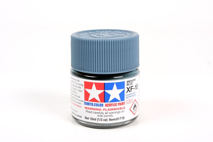 Tamiya 81718 Mini Acrylic XF-18 Medium Blue - 10ml
