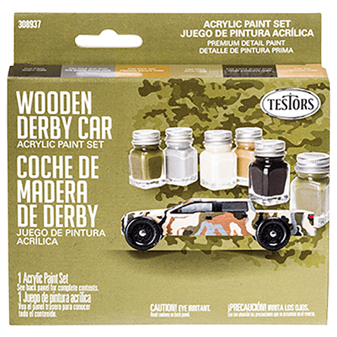 Testors 308937 Acrylic Paint Set Wooden Derby Car - Camo